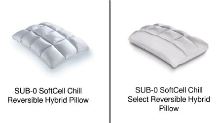 SUB-0 SoftCell Chill Reversible Antimicrobial Cooling Memory Foam Pillows - Two Styles